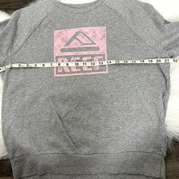 Reef Gray Pink Logo Graphic Crewneck Sweatshirt Pullover Womens Small - Picture 7 of 8